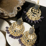 Lamees Amethyst Kundan Chandbali Earrings Set
