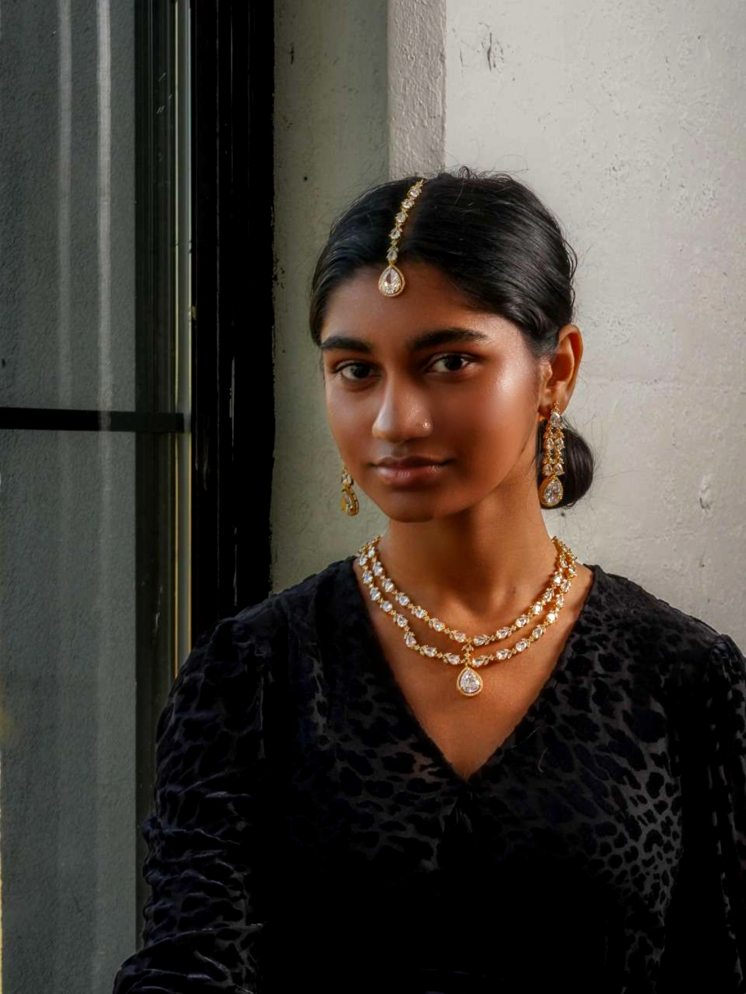 Naina - Double Layer AD Necklace Set