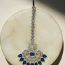 Isata Sapphire Blue Maang Tikka with Rhodium AD detailing