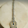Farida Rhodium Dainty Chand AD Maang Tikka with blue stones