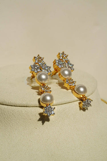 Chhavi Pearl & Diamante earrings close-up