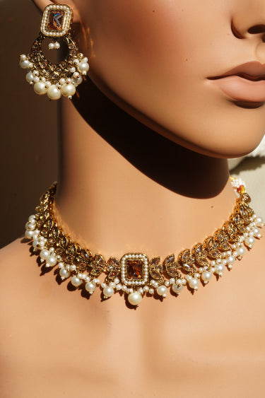 Ayana Antique Gold Choker Set with Maang Tikka