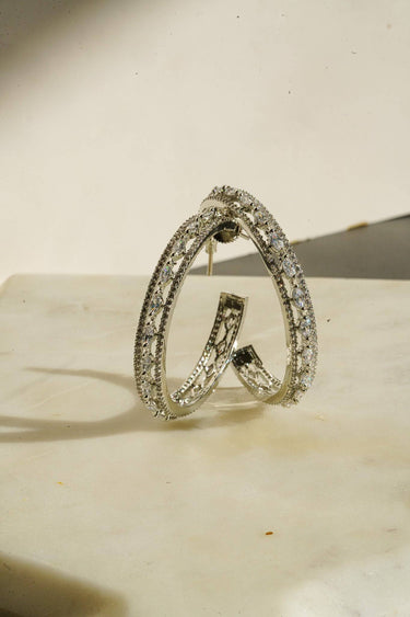 Stylish Rhodium Plated Marquise Earrings