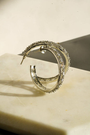 Elegant Rhodium Plated Hoop Earrings