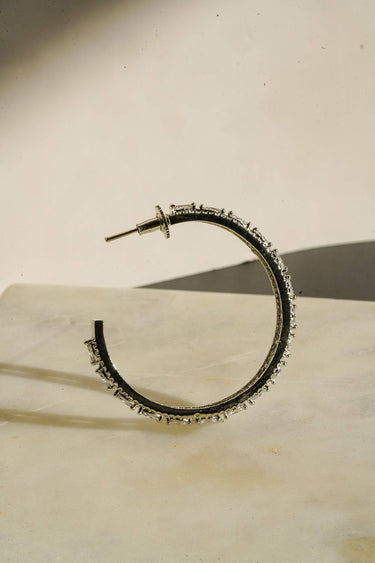 Chic Rhodium Plated Hoop Earrings