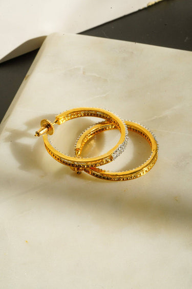 Nina AD Hoop Earrings with intricate gold and diamond accents