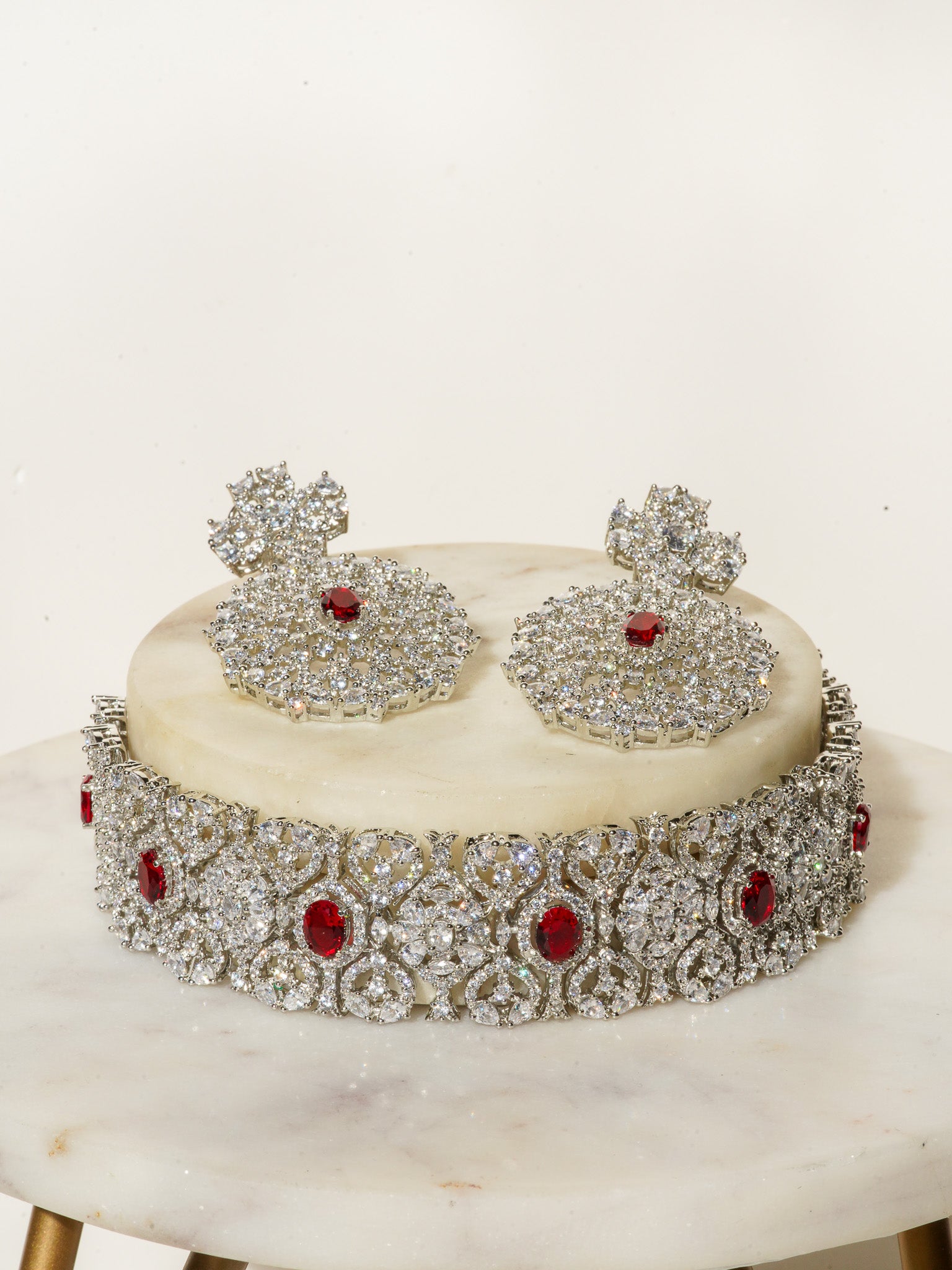 Priya Rhodium & Maroon Desi Bridal Set from Inaury.com