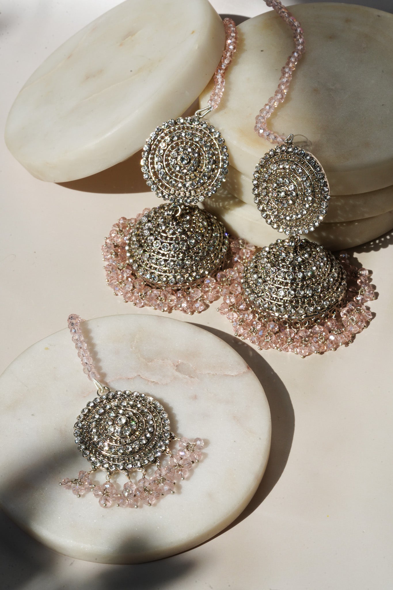 Tabiha - Jhumka Earrings & Maang Tikka Set Earrings & Tikka Set from Inaury