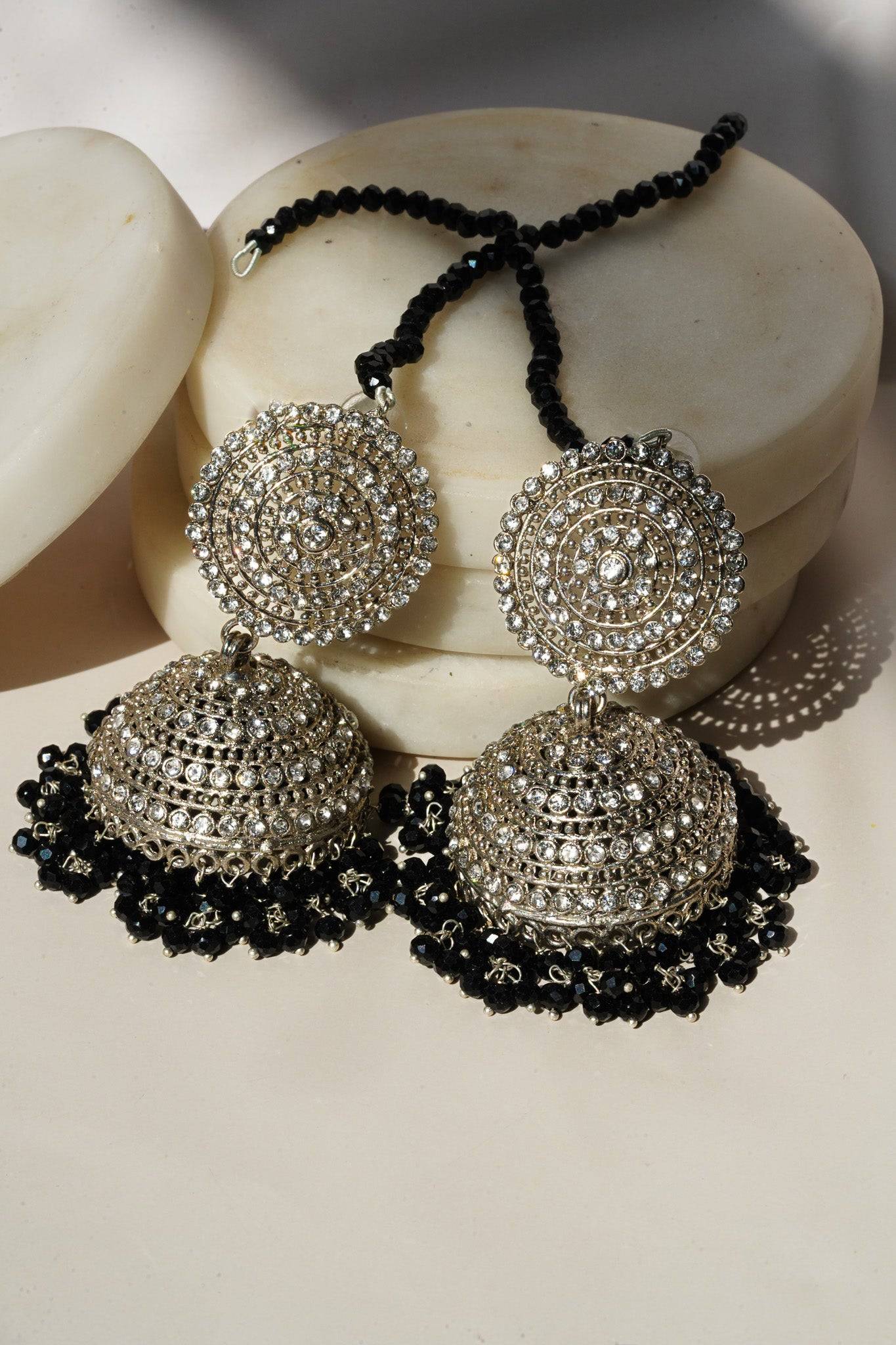 Tabiha - Jhumka Earrings & Maang Tikka Set Earrings & Tikka Set from Inaury