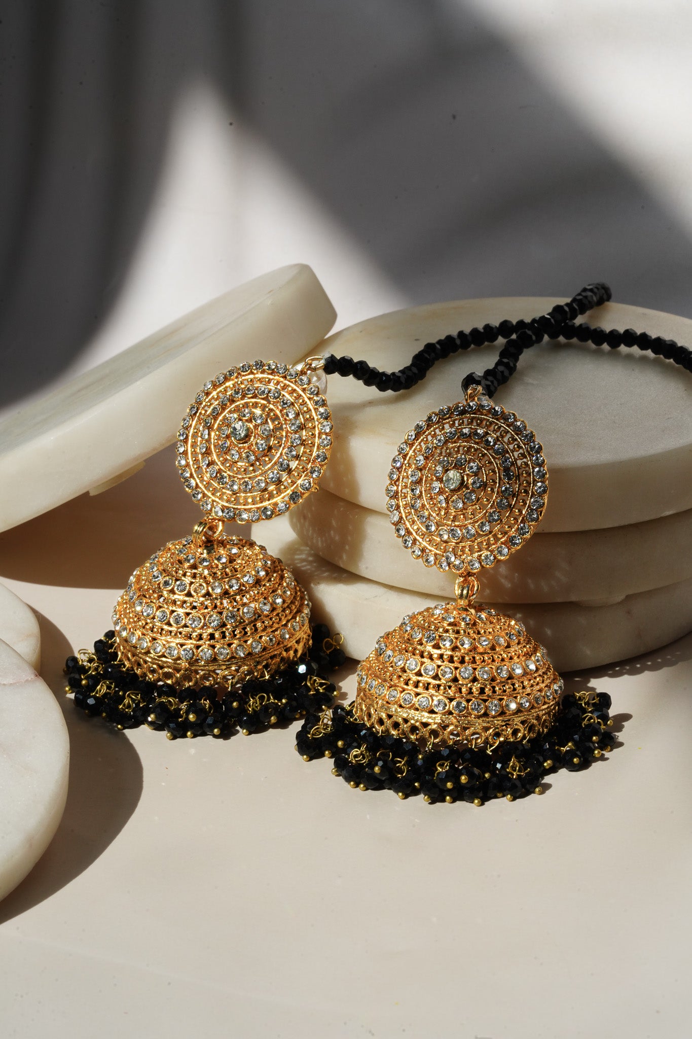 Tabiha - Jhumka Earrings & Maang Tikka Set Earrings & Tikka Set from Inaury