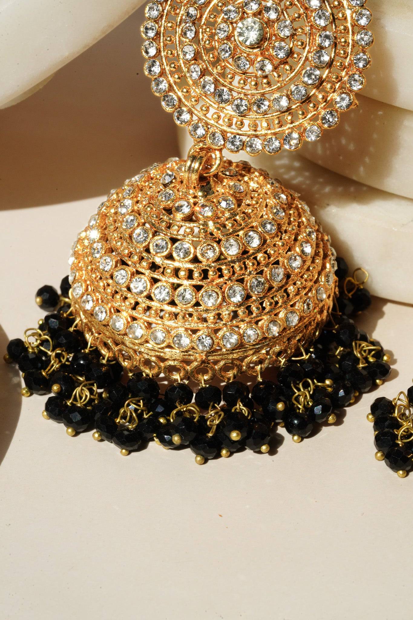 Tabiha - Jhumka Earrings & Maang Tikka Set Earrings & Tikka Set from Inaury