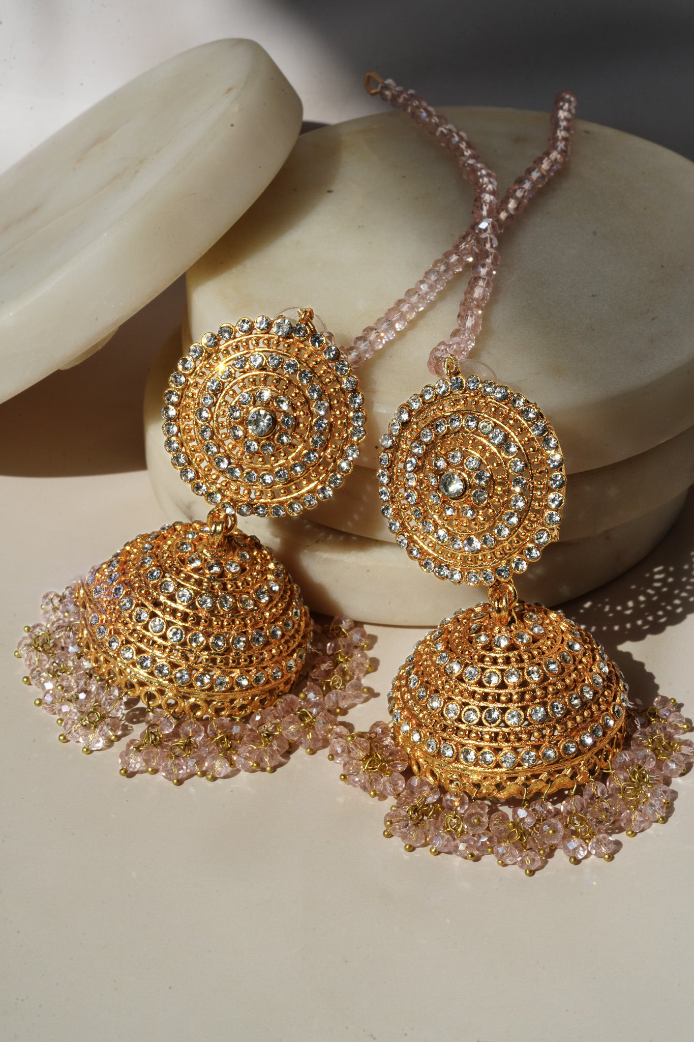 Tabiha - Jhumka Earrings & Maang Tikka Set Earrings & Tikka Set from Inaury