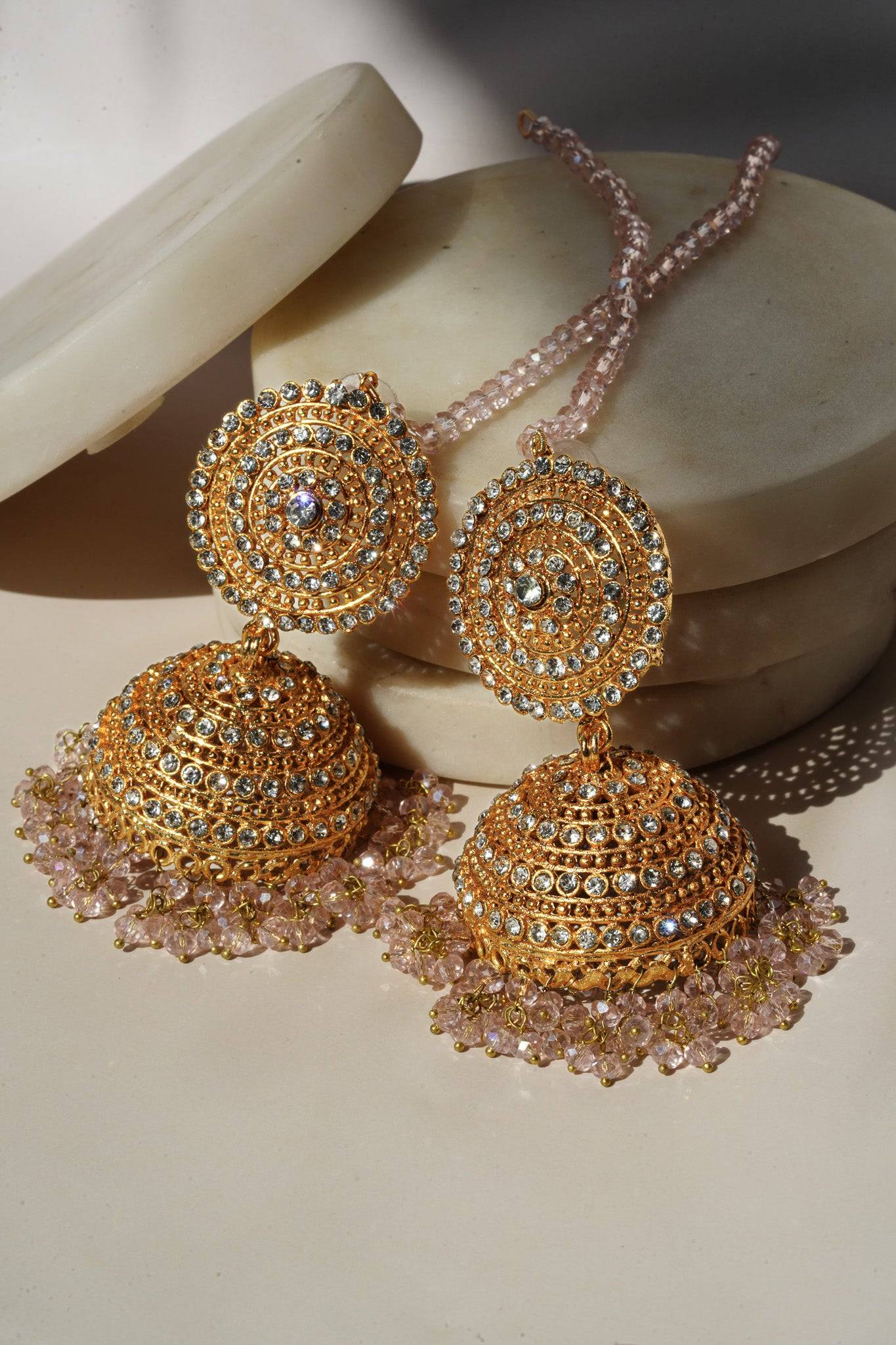 Tabiha - Jhumka Earrings & Maang Tikka Set Earrings & Tikka Set from Inaury