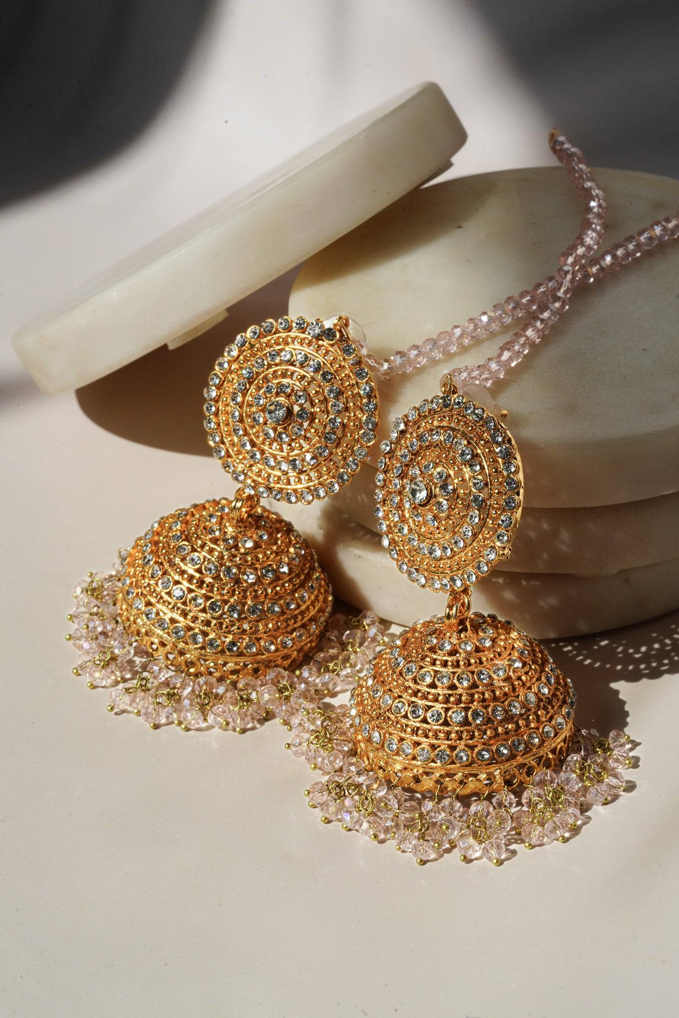 Tabiha - Jhumka Earrings & Maang Tikka Set Earrings & Tikka Set from Inaury