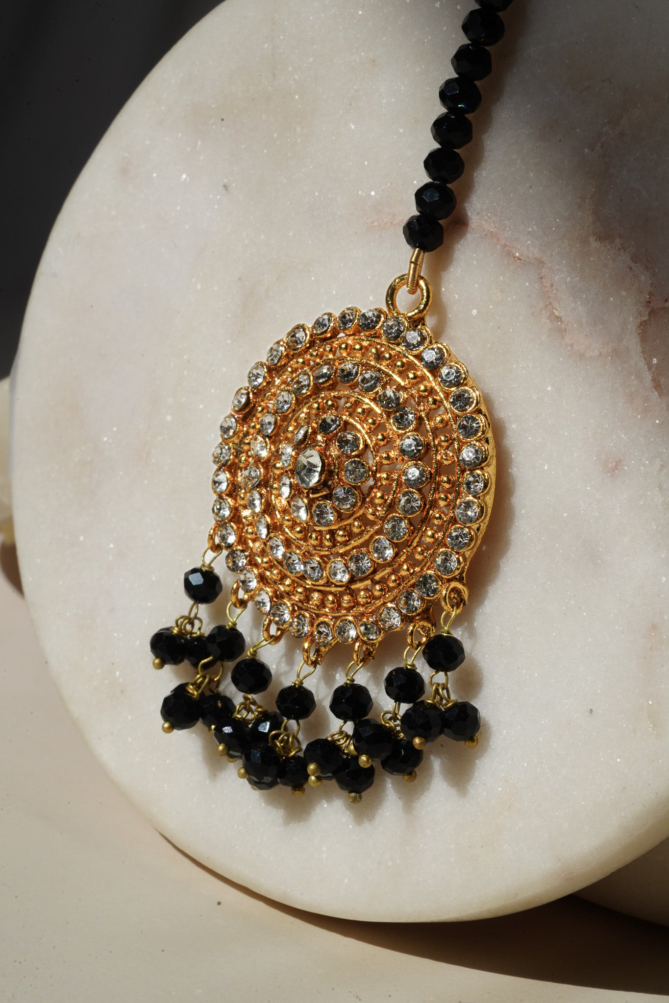 Tabiha - Jhumka Earrings & Maang Tikka Set Earrings & Tikka Set from Inaury