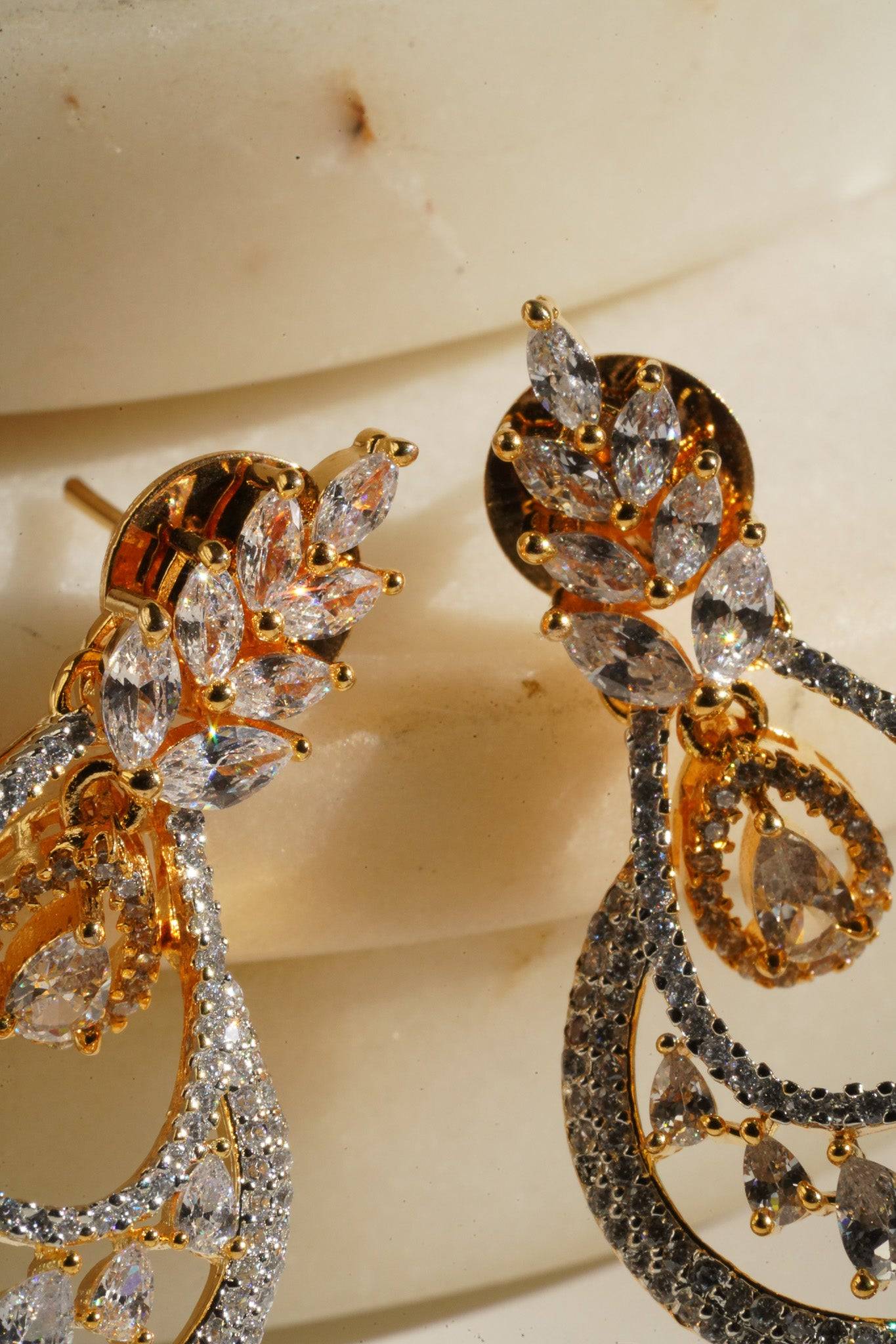 Mila- Dainty Drop Jhumki Earrings with Diamante Accents