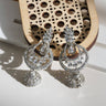 Close-up of Dainty Rhodium-Plated Chandbali Jhumkis