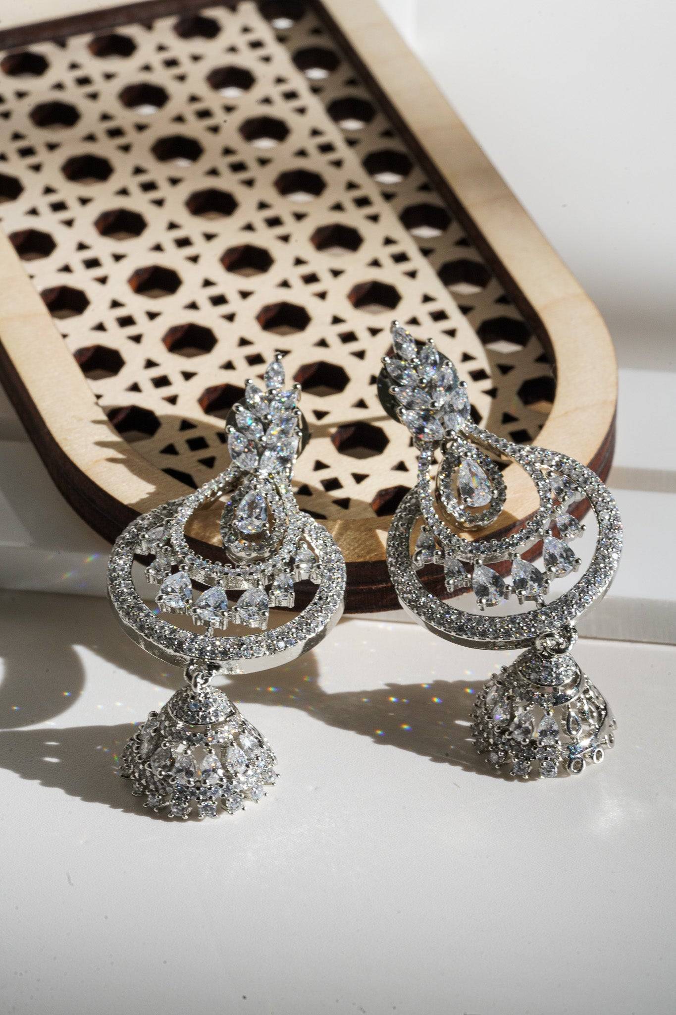 Mila- Dainty Drop Jhumki Earrings with Diamante Accents