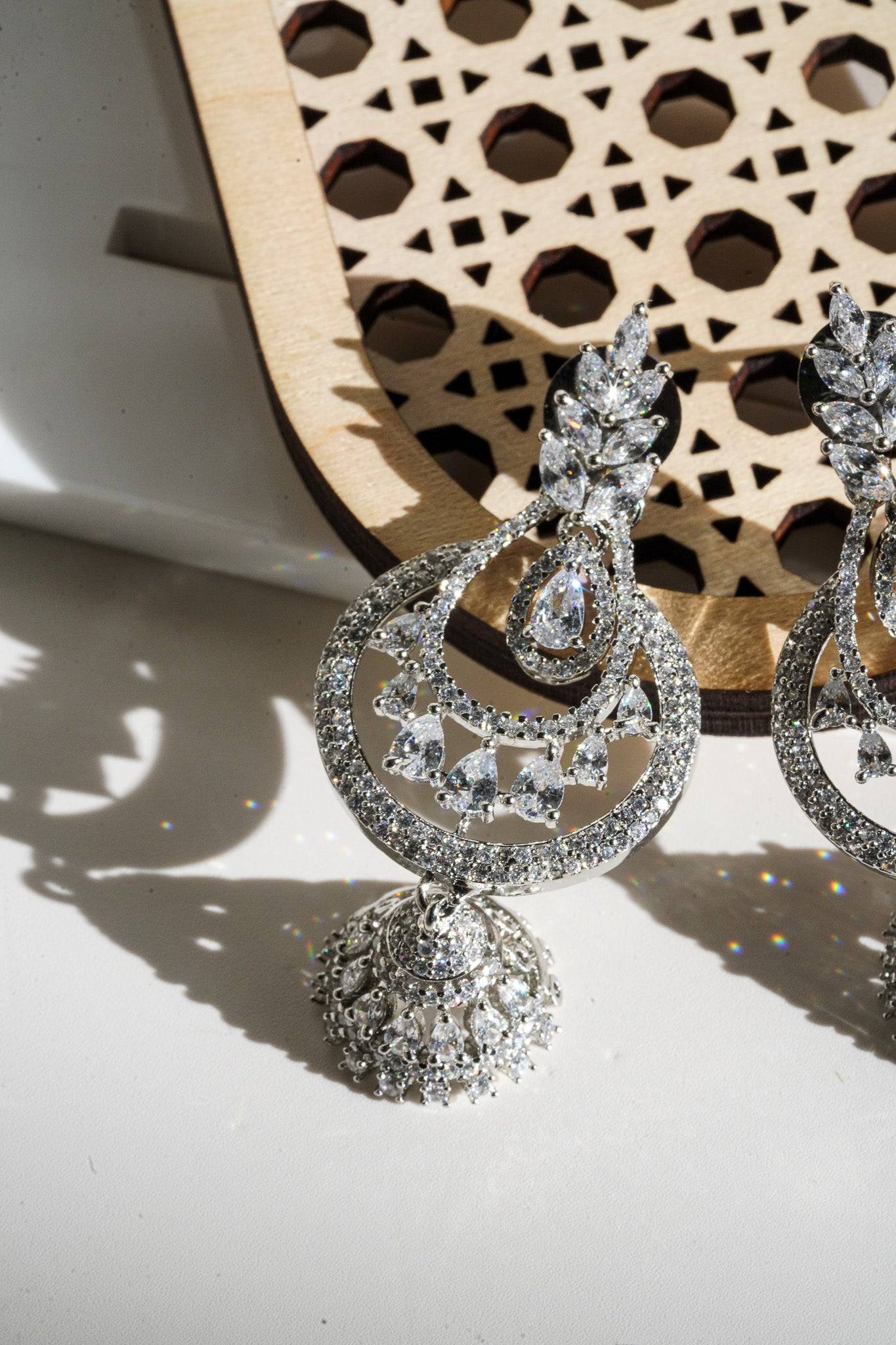 Mila- Dainty Drop Jhumki Earrings with Diamante Accents