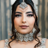 Front view of Namar Silver Plated AD Indian Choker Necklace Set with intricate CZ stonework and pink bead accents, styled for weddings.