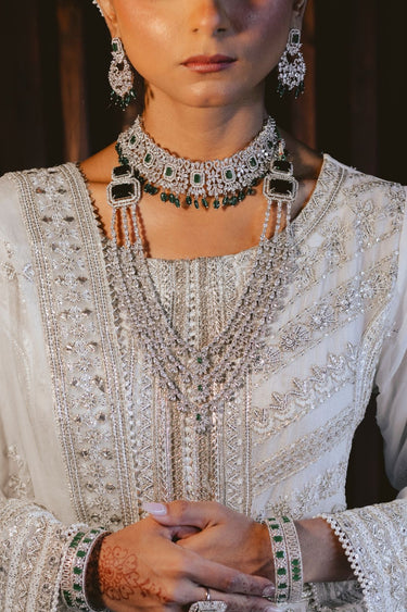 Irma Rhodium Choker Set with Maang Tikka featuring layered design