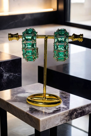 Azure - Rhodium Plated Chunky AD Huggie Hoop