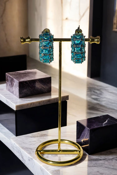 Azure - Rhodium Plated Chunky AD Huggie Hoop