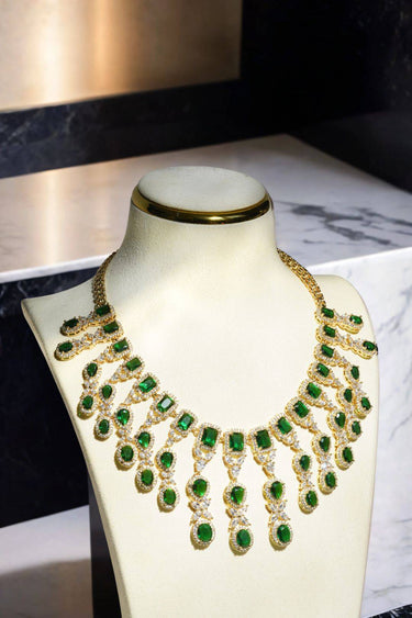 Roop AD Necklace Set from Inaury.com in gold and green
