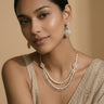 Gold-plated double layer diamante necklace and earring set - South Asian jewelry - Inaury