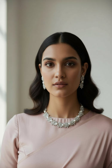 Mukta Pearl & Diamante Necklace Set