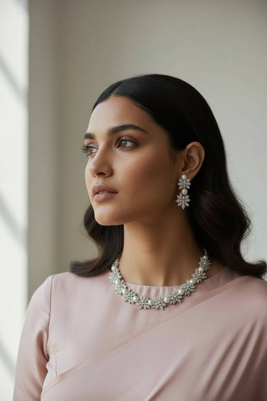 Mukta Pearl & Diamante Necklace Set