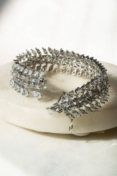 Ariana gold or rhodium plated AD stone bangle bracelet with diamante accents from Inaury