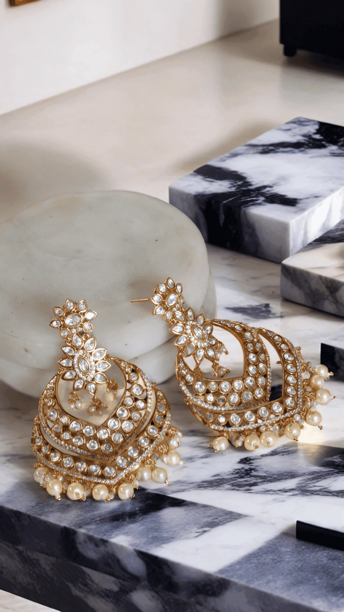 Ashmi - Kundan Statement Earrings Chandelier Earrings from Inaury