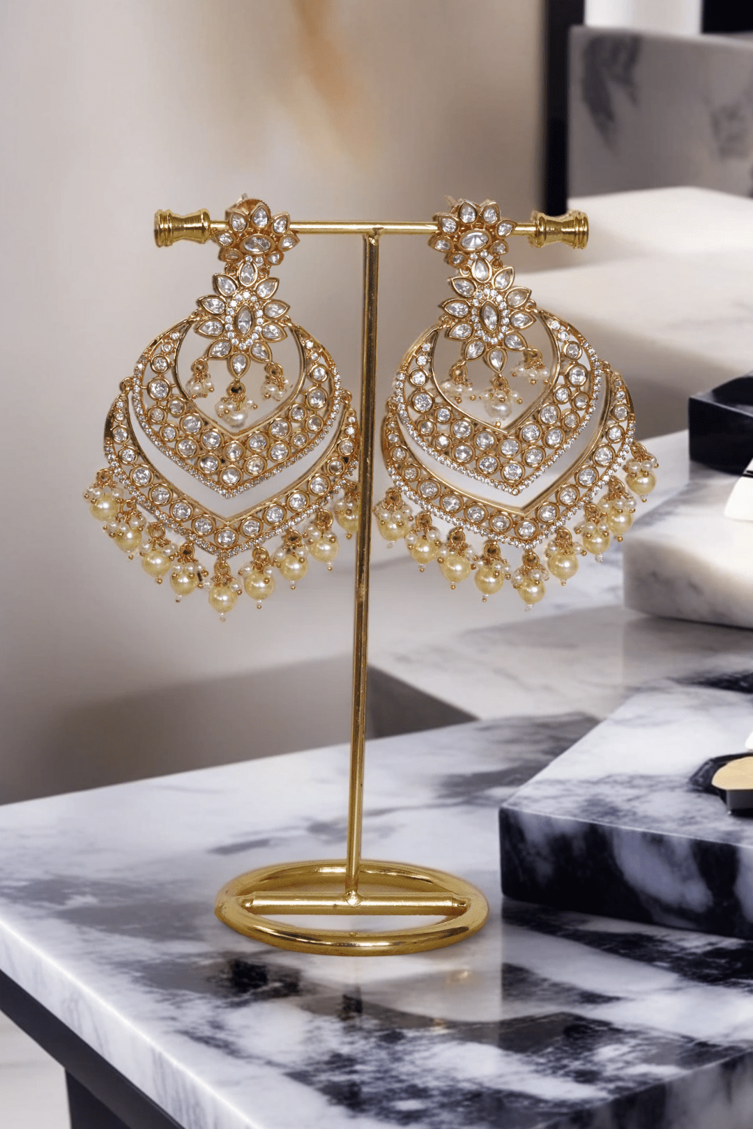 Ashmi - Kundan Statement Earrings Chandelier Earrings from Inaury