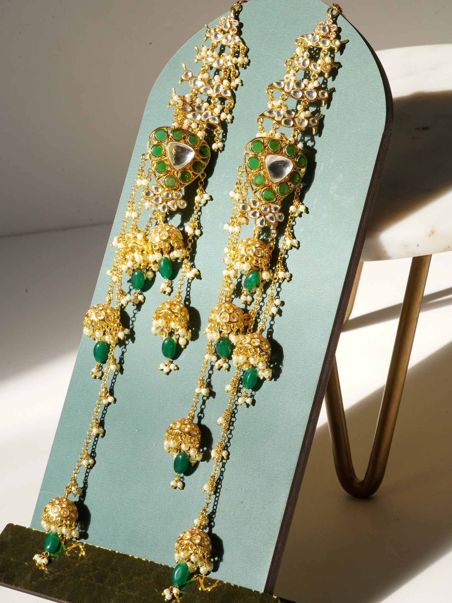 Hafsa - Long Kundan & Polki Earrings Chandelier Earrings from Inaury