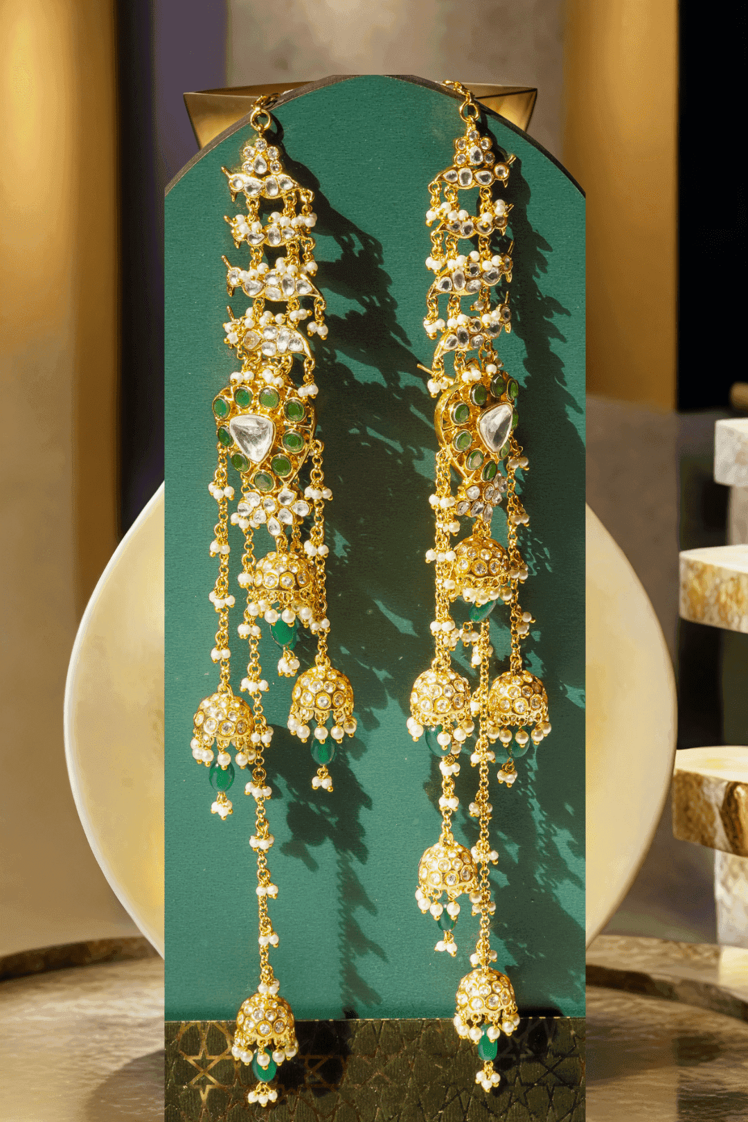 Hafsa - Polki Earrings with Sahara attached from Inaury