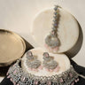 Irma Rhodium Choker Set with Maang Tikka in pink accents
