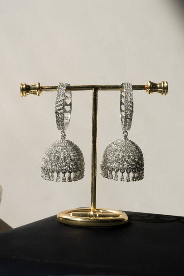 Elegant display of Lailoma AD Jhumka Earrings