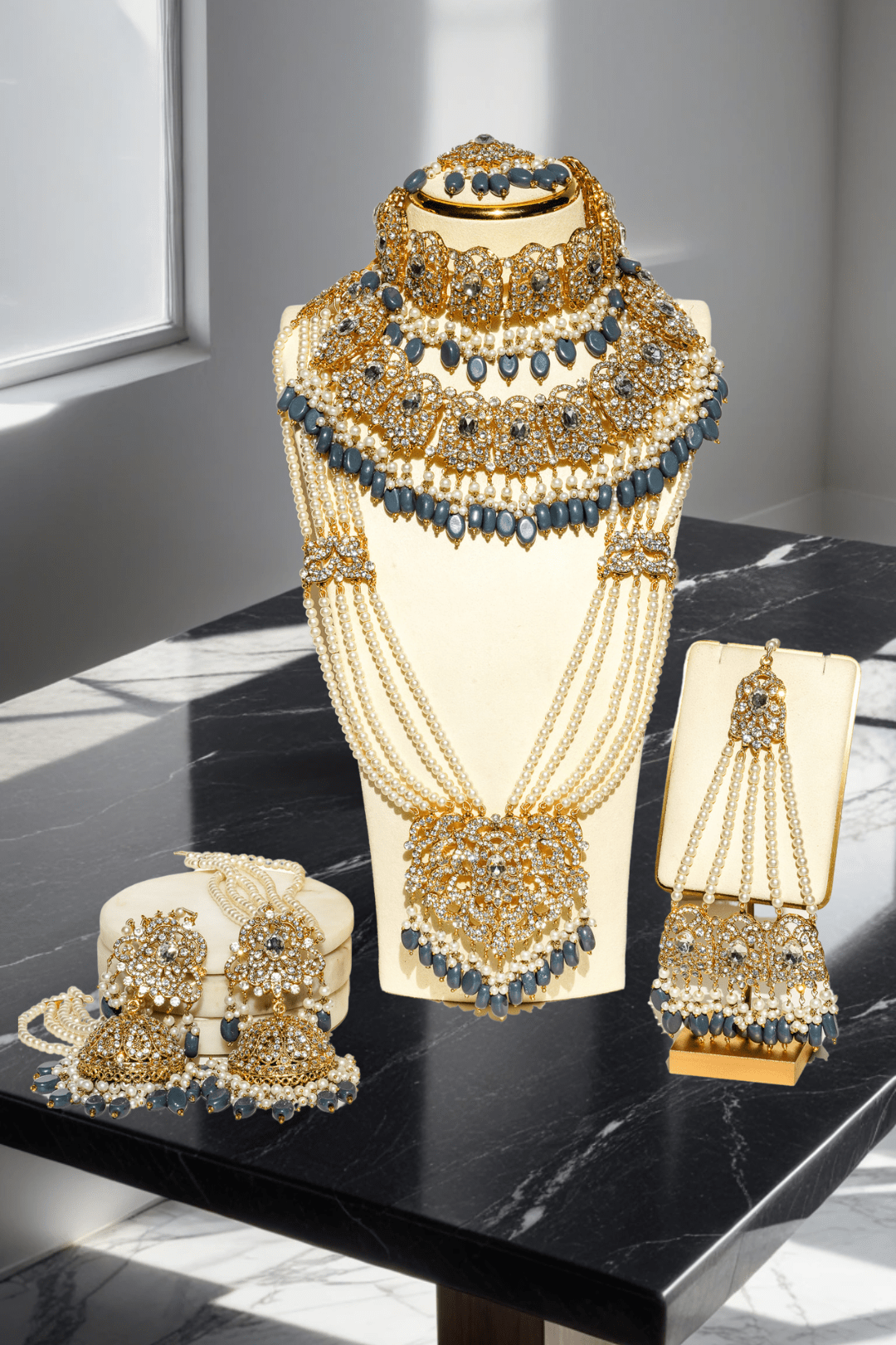 Nazanin - Gold Plated Teal Bridal Set Bridal Set from Inaury