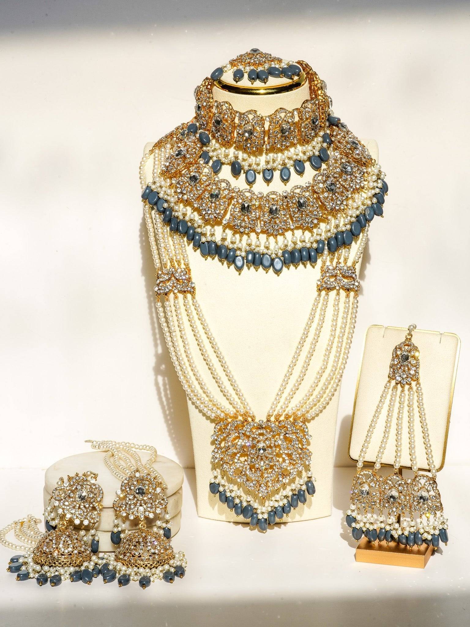 Nazanin - Gold Plated Teal Bridal Set Bridal Set from Inaury