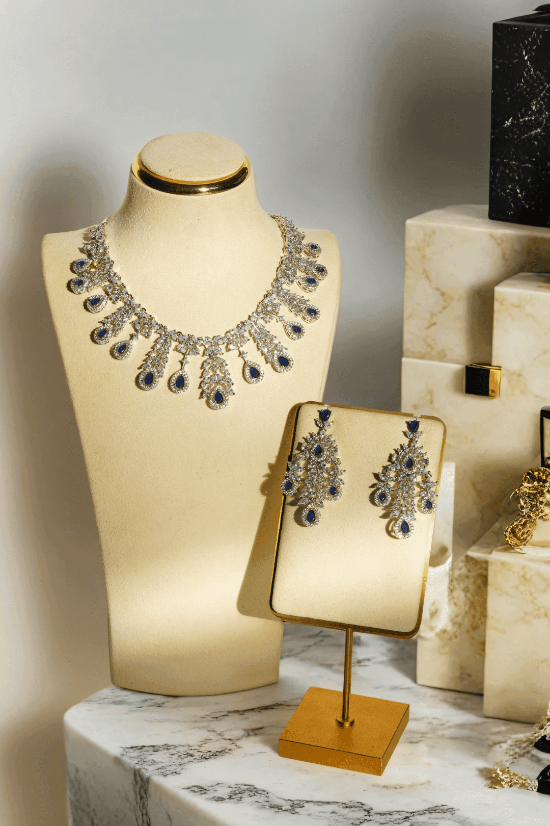 Nazia - Rhodium Plated AD Necklace Set Classic Necklace Set from Inaury