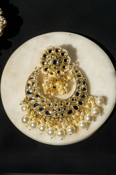 Nura Kundan Chandbali with faux pearls