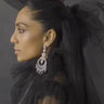 Misha Diamanté Accent Statement Chandelier Earrings - 4 inches long, 2 inches wide, with Diamante accents and AD stones, perfect for any elegant ensemble.