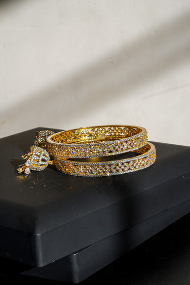 Ritu - Gold AD Bangles With Jhumkas (Set of 2)