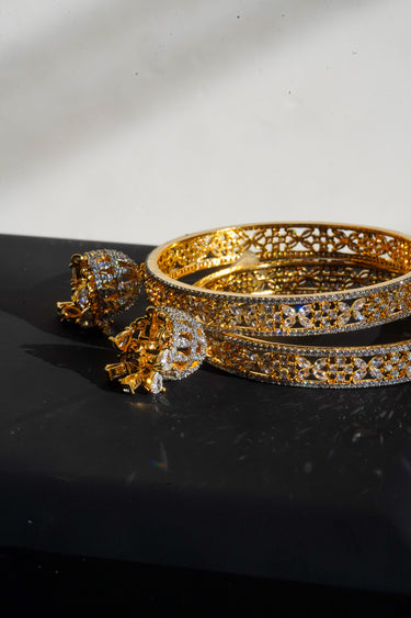 Ritu - Gold AD Bangles With Jhumkas (Set of 2)