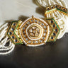 Gold moissanite polki mathapatti with ivory beading for Indian jewelry wear from Inaury