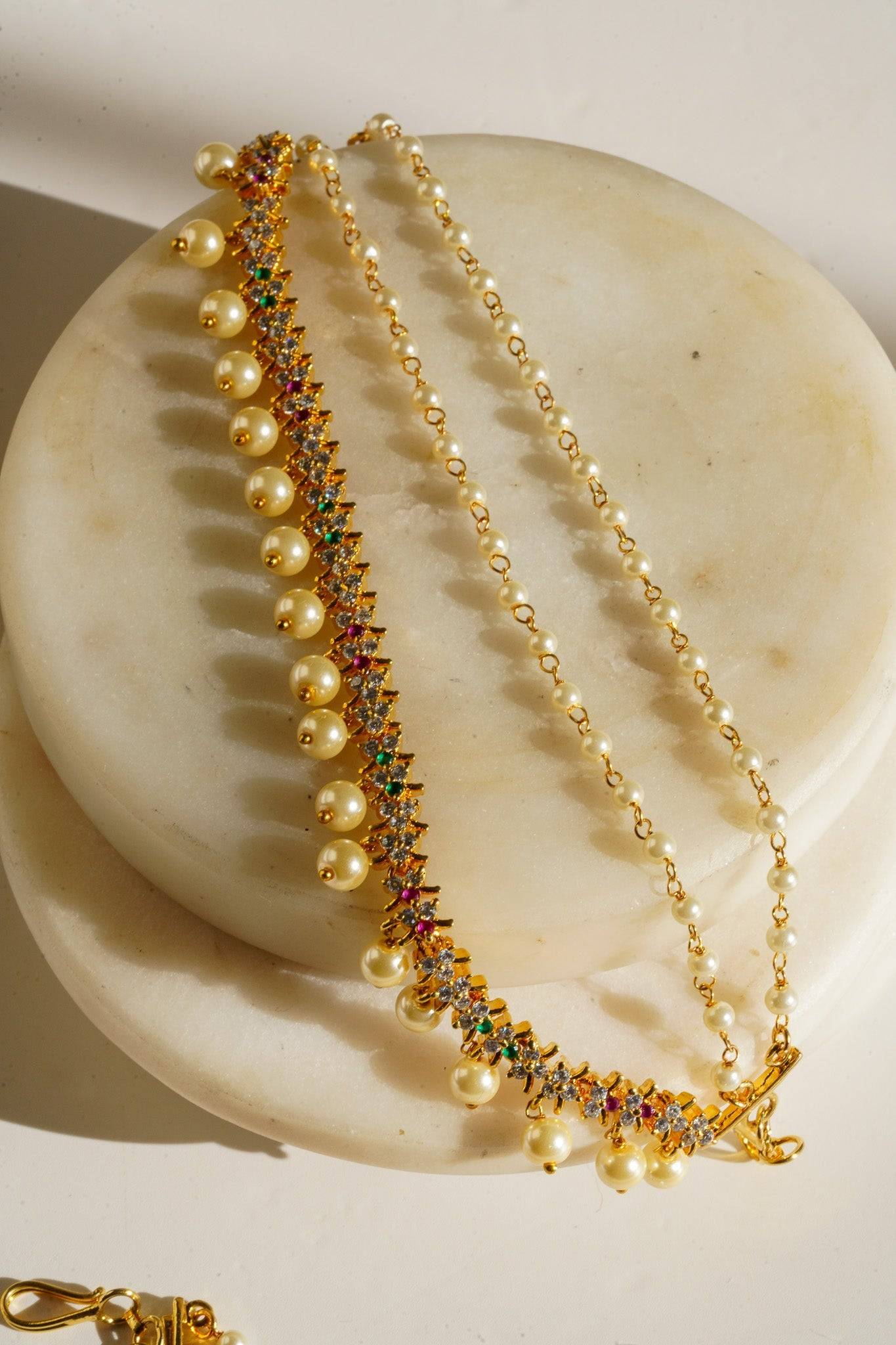 Aanya - Diamanté Accent Multicolor AD Ear Chains (Set of 2) Ear Chains from Inaury