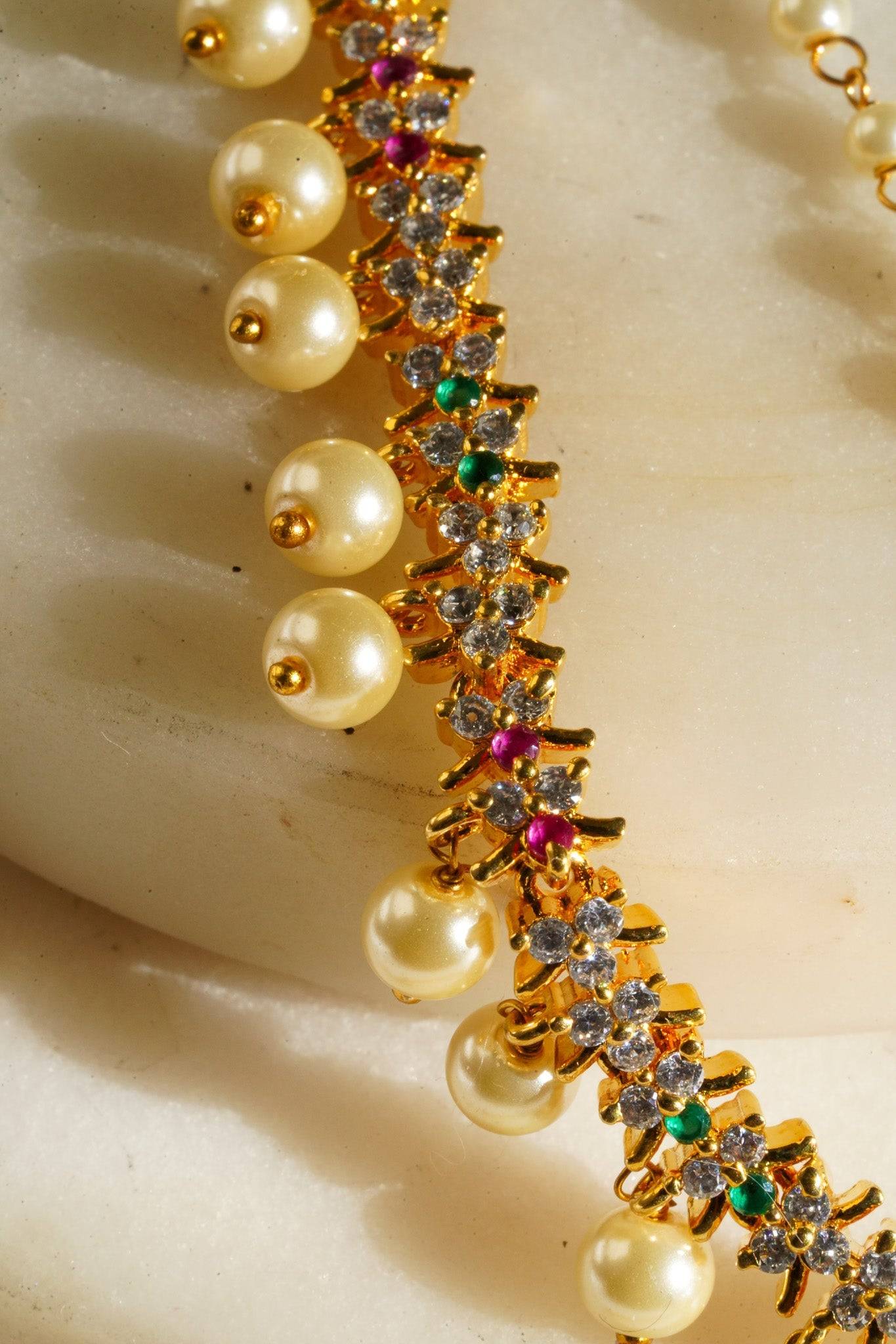 Aanya - Diamanté Accent Multicolor AD Ear Chains (Set of 2) Ear Chains from Inaury