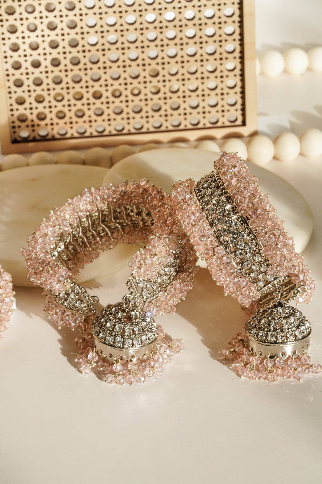 Aliya - Pair of Beaded Jhumka Bangles (Set of 2) Bangles from Inaury