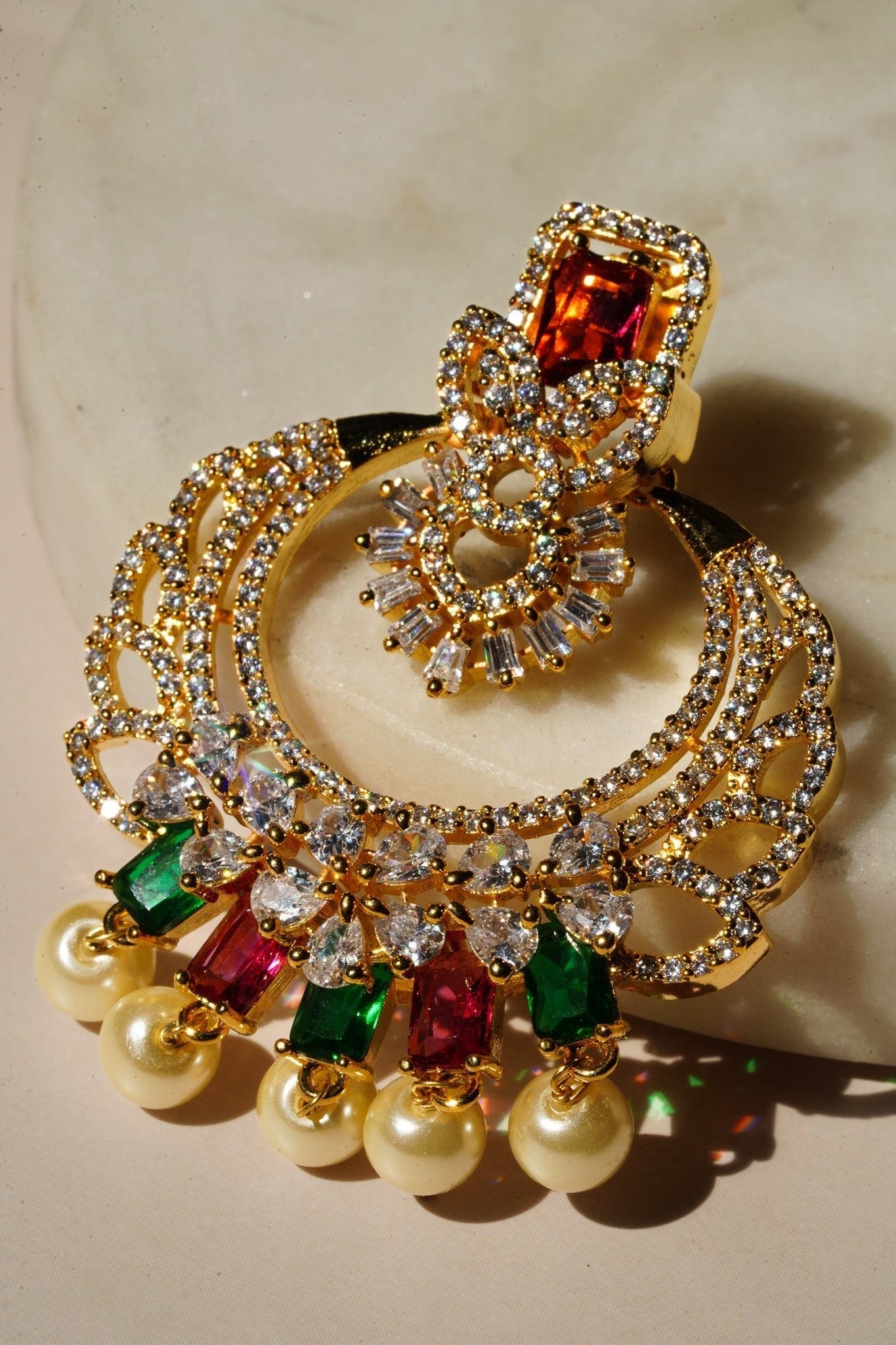 Anaya - Gold AD Chandbali Earrings Chandbali from Inaury